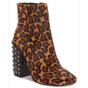 Jessica Simpson Leopard Wexton Studded Block-Heel Booties Size 6